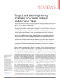 Cover page: Surgical and tissue engineering strategies for articular cartilage and meniscus repair.