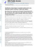 Cover page: Identification of phenotypes in paediatric patients with acute respiratory distress syndrome: a latent class analysis