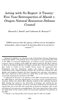 Cover page: Acting with No Regret: A Twenty-Five Year Retrospective of <em>Marsh v. Oregon Natural Resources Defense Council</em>