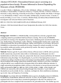 Cover page: Abstract OT2-08-01: Personalized breast cancer screening in a population based study: Women Informed to Screen Depending On Measures of risk (WISDOM)