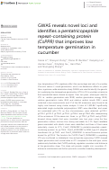 Cover page: GWAS reveals novel loci and identifies a pentatricopeptide repeat-containing protein (CsPPR) that improves low temperature germination in cucumber