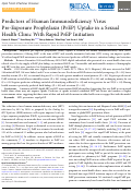 Cover page: Predictors of Human Immunodeficiency Virus Pre-Exposure Prophylaxis (PrEP) Uptake in a Sexual Health Clinic With Rapid PrEP Initiation