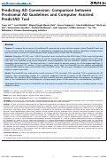 Cover page: Predicting AD Conversion: Comparison between Prodromal AD Guidelines and Computer Assisted PredictAD Tool