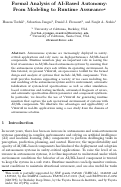 Cover page: Formal Analysis of AI-Based Autonomy: From Modeling to Runtime Assurance