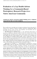 Cover page: Evaluation of a Lay Health Adviser Training for a Community-Based Participatory Research Project in a Native American Community