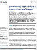 Cover page: Mechanistic theory predicts the effects of temperature and humidity on inactivation of SARS-CoV-2 and other enveloped viruses.