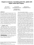 Cover page: Imagers as Sensors: Correlating Plant CO-2 Uptake with Digital Visible-Light Imagery