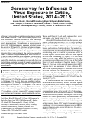 Cover page: Serosurvey for Influenza D Virus Exposure in Cattle, United States, 2014–2015 - Volume 25, Number 11—November 2019 - Emerging Infectious Diseases journal - CDC