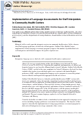 Cover page: Implementation of Language Assessments for Staff Interpreters in Community Health Centers