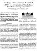 Cover page: Nonalloyed ohmic contacts in AlGaN/GaN HEMTs by ion implantation with reduced activation annealing temperature