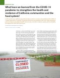 Cover page: What have we learned from the COVID-19 pandemic to strengthen the health and resilience of California communities and the food system?