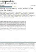 Cover page: African biomass burning affects aerosol cycling over the Amazon