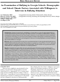 Cover page: An Examination of Bullying in Georgia Schools: Demographic and School Climate Factors Associated with Willingness to Intervene in Bullying Situations