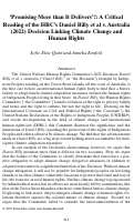 Cover page: ‘Promising More than It Delivers’?: A Critical Reading of the HRC’s Daniel Billy et al v. Australia (2022) Decision Linking Climate Change and Human Rights