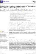 Cover page of Distinct Urinary Metabolite Signatures Mirror In Vivo Oxidative Stress-Related Radiation Responses in Mice.