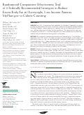 Cover page: Randomized Comparative Effectiveness Trial of 2 Federally Recommended Strategies to Reduce Excess Body Fat in Overweight, Low-Income Patients: MyPlate.gov vs Calorie Counting