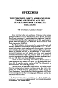 Cover page: The Proposed North American Free Trade Agreement and the Implications for U.S.-Mexico Relations