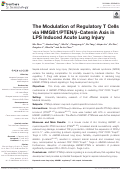 Cover page: The Modulation of Regulatory T Cells via HMGB1/PTEN/β-Catenin Axis in LPS Induced Acute Lung Injury