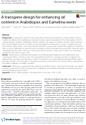 Cover page: A transgene design for enhancing oil content in Arabidopsis and Camelina seeds