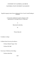 Cover page: English Language Learner Success During the Era of Local Control Funding in California