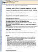 Cover page: Description of an Academic Community Partnership Lifestyle Program for Lower Income Minority Adults at Risk for Diabetes