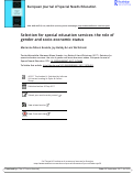 Cover page: Selection for special education services: the role of gender and socio-economic status