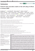 Cover page: Genome-wide association studies of the self-rating of effects of ethanol (SRE).