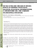 Cover page: ON THE COYNE AND ORR‐IGIN OF SPECIES: EFFECTS OF INTRINSIC POSTZYGOTIC ISOLATION, ECOLOGICAL DIFFERENTIATION, X CHROMOSOME SIZE, AND SYMPATRY ON DROSOPHILA SPECIATION