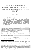 Cover page: Standing on Shaky Ground: Criminal Jurisdiction and Ecclesiastical Immunity in Seventeenth-Century Lima, 1600–1700