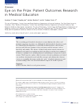 Cover page: Eye on the Prize: Patient Outcomes Research in Medical Education.