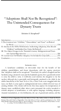 Cover page: "Adoptions Shall Not Be Recognized": The Unintended Consequences for Dynasty Trusts