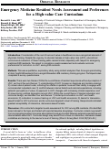 Cover page: Emergency Medicine Resident Needs Assessment and Preferences for a High-value Care Curriculum