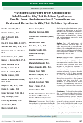 Cover page: Psychiatric Disorders From Childhood to Adulthood in 22q11.2 Deletion Syndrome: Results From the International Consortium on Brain and Behavior in 22q11.2 Deletion Syndrome