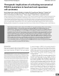 Cover page: Therapeutic implications of activating noncanonical PIK3CA mutations in head and neck squamous cell carcinoma