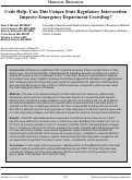 Cover page: Code Help: Can This Unique State Regulatory Intervention Improve Emergency Department Crowding?