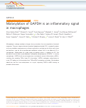 Cover page: Malonylation of GAPDH is an inflammatory signal in macrophages