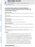 Cover page: Assessing Systems Quality in a Changing Health Care Environment: The 2009–10 National Survey of Children with Special Health Care Needs