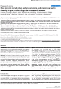 Cover page: Sex steroid metabolism polymorphisms and mammographic density in pre- and early perimenopausal women