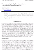 Cover page: Translanguaging In Applied Linguistics: A Comprehensive Systematic Review