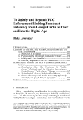 Cover page: To <em>Infinity</em> and Beyond: FCC Enforcement Limiting Broadcast Indecency from George Carlin to Cher and into the Digital Age