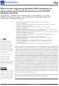 Cover page: Whole Exome Sequencing Identifies PHF14 Mutations in Neurocytoma and Predicts Responsivity to the PDGFR Inhibitor Sunitinib