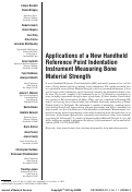 Cover page: Applications of a New Handheld Reference Point Indentation Instrument Measuring Bone Material Strength