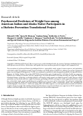 Cover page: Psychosocial Predictors of Weight Loss among American Indian and Alaska Native Participants in a Diabetes Prevention Translational Project