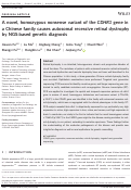 Cover page: A novel, homozygous nonsense variant of the CDHR1 gene in a Chinese family causes autosomal recessive retinal dystrophy by NGS-based genetic diagnosis.