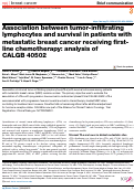 Cover page: Association between tumor-infiltrating lymphocytes and survival in patients with metastatic breast cancer receiving first-line chemotherapy: analysis of CALGB 40502.