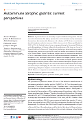 Cover page: Autoimmune atrophic gastritis: current perspectives