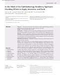 Cover page: In the Mind of the Ophthalmology Residency Applicant: Deciding Where to Apply, Interview, and Rank