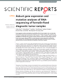 Cover page: Robust gene expression and mutation analyses of RNA-sequencing of formalin-fixed diagnostic tumor samples