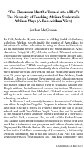 Cover page: “The Classroom Must be Turned into a Riot”: The Necessity of Teaching Afrikan Students in Afrikan Ways (A Pan-Afrikan View)