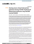 Cover page: Having more virtual interaction partners during COVID-19 physical distancing measures may benefit mental health